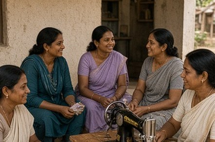 Women at a self-help group or tailoring class
